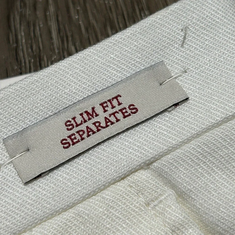 Jos. A. Bank Dress Pants 33x30 White Slim Fit Linen Cotton Flat Front New NWT